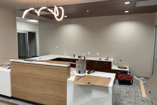 Construction continues on the new check-in area