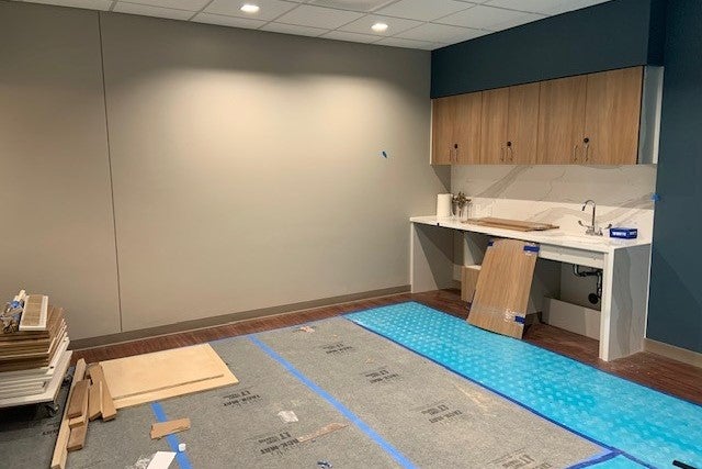 Construction continues on the new patient lounge