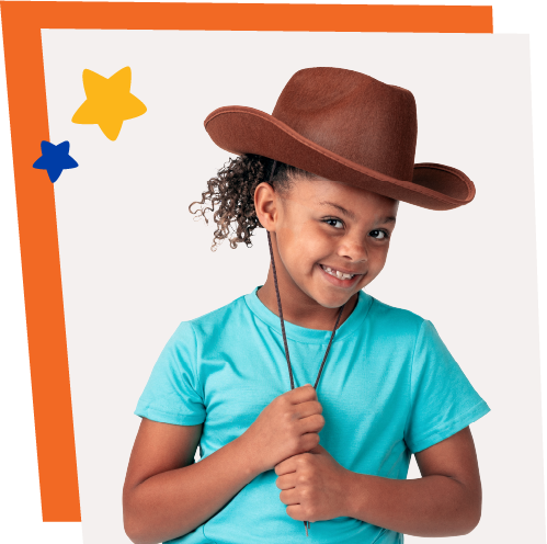 Smiling African American girl wearing a cowboy hat